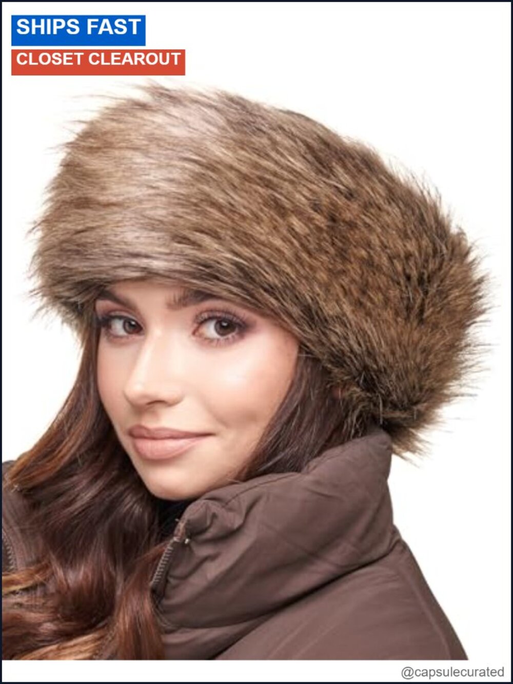 Faux Fur Headband for Women Winter Ear Warmer Fleece Lined